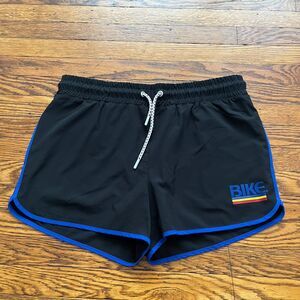 BIKE Athletic Track Shorts Men's L Black Blue Stretch Lined Running Gym Workout